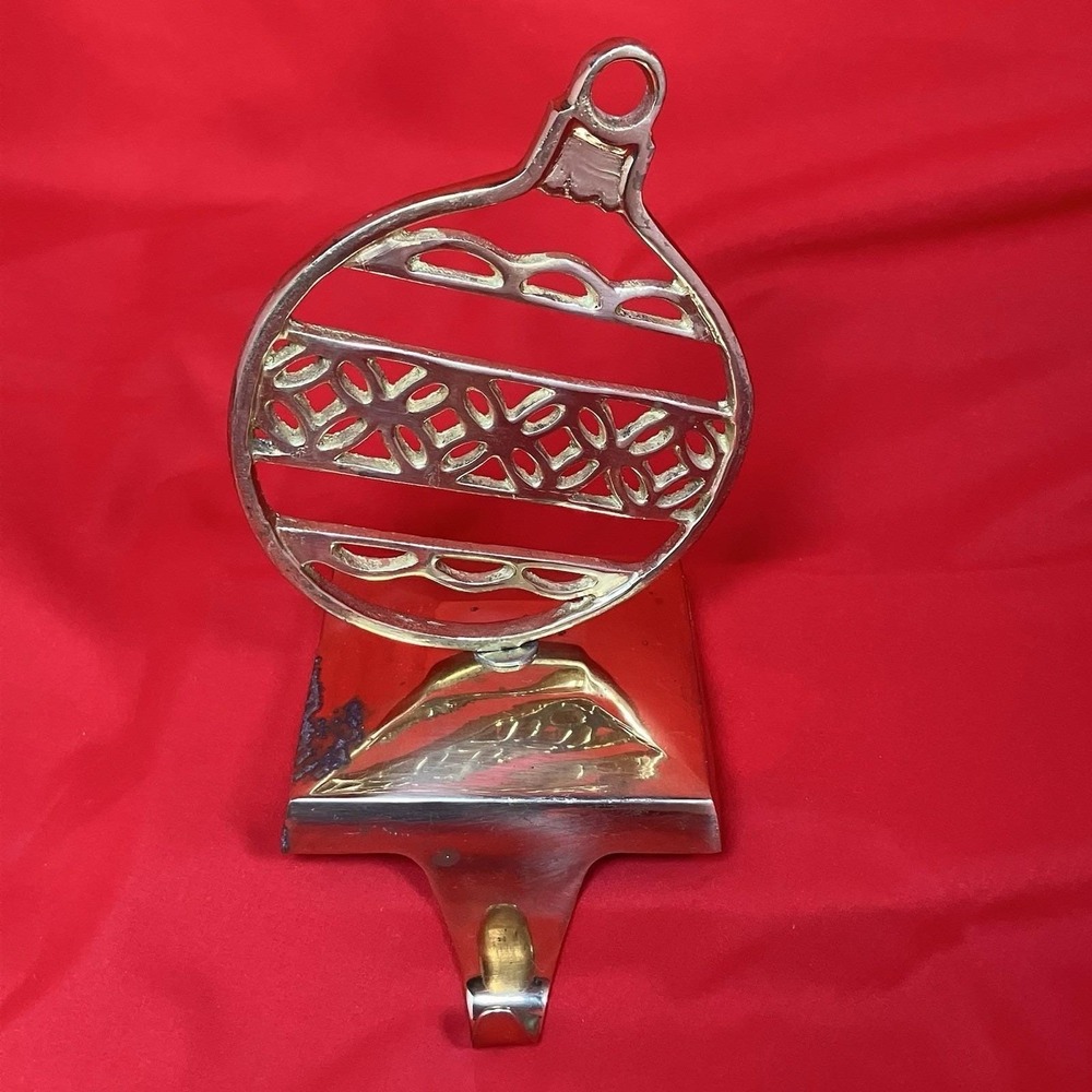 Vtg Restoration Hardware Brass Stocking Hanger / Ball Ornament Christmas India - Picture 5 of 13